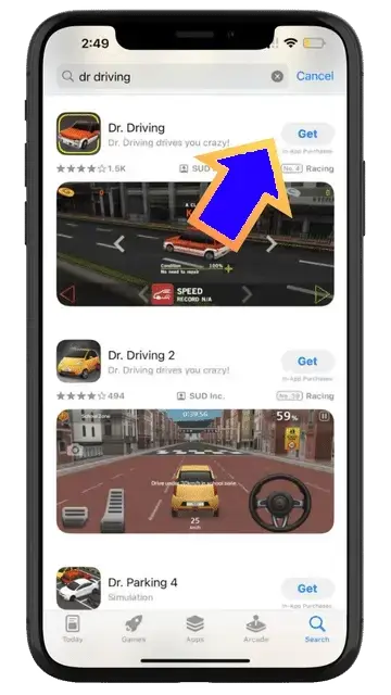 step 3 to download dr. driving for iOS