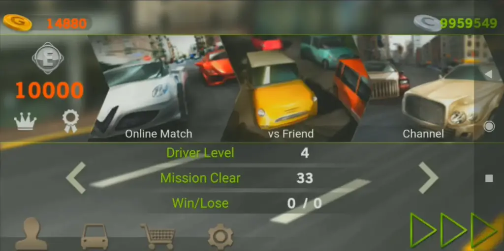 dr driving menu screenshot