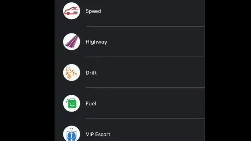 Screenshot of missions list in dr driving