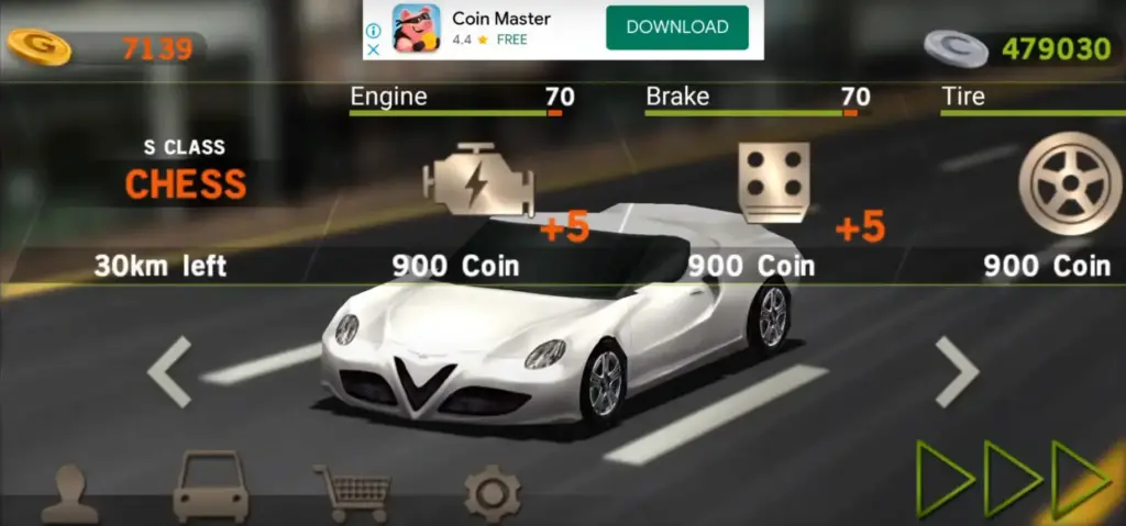 Car modification menu in dr driving