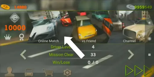 dr driving online matches option on menu